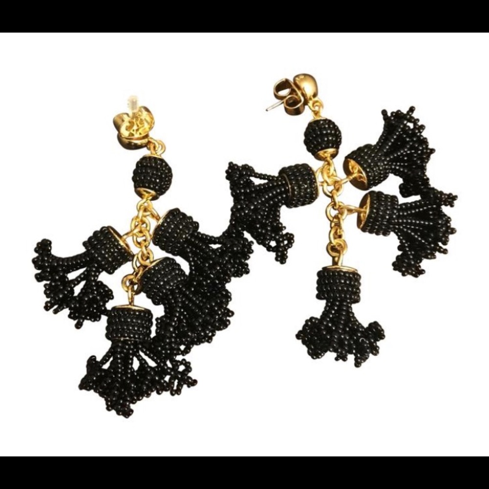 J Crew beaded tassel drop earrings. Never used.